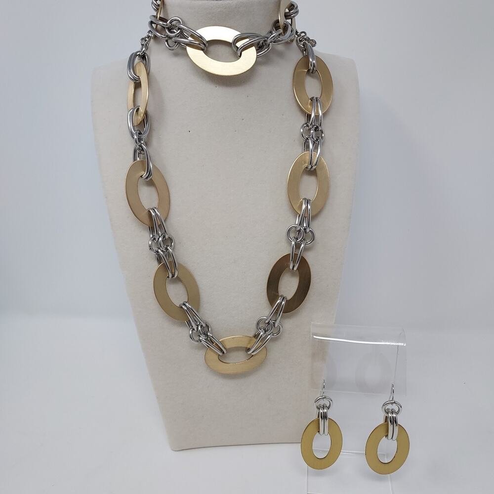 Vintage Premier Designs Mixed Metal Empowered Set Necklace Bracelet Earrings Y2K